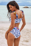 Multicolor Tribal Print Wide Strap Two-piece Swimsuit