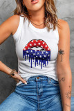White Lip Print Sleeveless Knitted Tank Top Unishe Wholesale