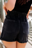 Cuffed Seam High Waist Denim Shorts