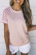 Crewneck Raglan Sleeve Striped Patchwork T-shirt