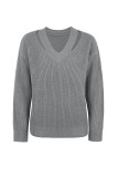Plain Slope V Neck Pullover Sweaters