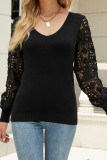 Crochet Lace Long Sleeves V Neck Knit Sweaters