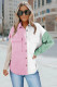 Pink Color Block Button Shirt with Pocket