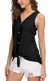 Ladies Summer Top Front Tie Blouse with Button