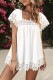 White Lace Pom Pom Splicing Square Neck Blouse