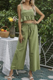 Solid Halter Crop Top & Pants 2PCS Set Unishe Wholesale