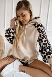 Apricot Leopard Bishop Sleeve Hooded Sweatshirt