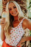Square Neck Sleeveless Fashion Print Tankini Set