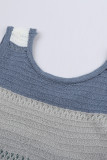 Sky Blue Color Block Knitted Tank Top