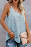 Color Block and Plain U Neck Knit Tank Top