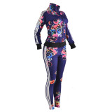 Floral Full Length Coat and Pants Outfits