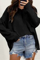 Black Pocketed Oversized Drop Sleeve Top