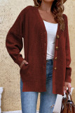 Front Open Button V Neck Knitting Cardigan