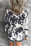 Cow Print U Neck Long Sleeve Top