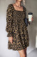 Smocked Square Neck Leopard Print Mini Dress