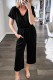 Black V Neck Short Sleeve Jumpsuit