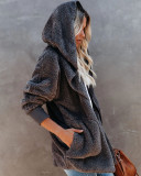 Hooded Plush Wool Coat With Pockets