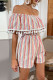 Striped Print Fringed One-shoulder Rompers Unishe Wholesale