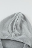 Gray Open Front Hooded Sweater Cardigan