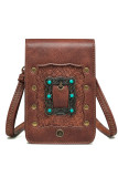 Brown Retro Emboss Crossbody Mini Bag MOQ 3pcs