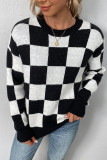 Square Plaid Knit Pullover Sweaters