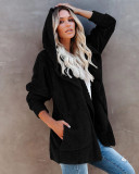Hooded Plush Wool Coat With Pockets
