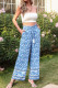 Floral Print High Waist Drawstring Wide Leg Pants Unishe Wholesale