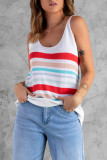 Multi Stripe Knit Scoop Neck Tank Top