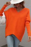 Front Back V Neck Plain Loose Pullover Sweaters