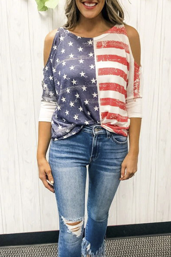 Stars and Stripes Cold Shoulder Top