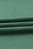 Green Holes Crew Neck Cotton Mixed T-shirt