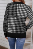 Houndstooth Plaid Contrast Color Pullover Sweaters