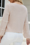 Plain U Neck Cute Cord Ball Sew In Knit Sweaters