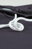 Gray Dip-Dye Colorblock Drawstring Hoodie with Pockets