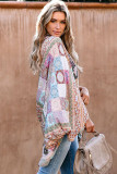 Multicolor Boho Mixed Pattern Open Front Kimono