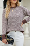 Wave Striped Two Tone Pullover Knit Sweaters