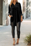 Solid Velvet Single-breasted Front Pocket Shirt Unishe Wholesale
