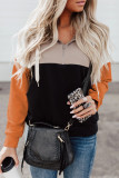Orange Colorblock Quarter Zip Pullover Hoodie