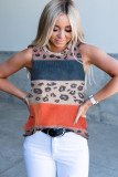 Blue Colorblock Spotted Splicing Knit Tank