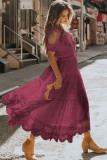 Red Luminous Dawn Lace Gown