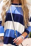 Blue Colorblock Long Sleeves Tunic Top