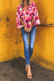 V Neck Floral Loose Cover Up Top