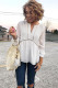White Lace Dot V-Neck Peplum Blouse