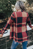Draped Open Front Plaid Cardigan