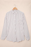 Khaki Striped Buttons Closure Long Sleeve Shirt