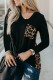Black Leopard Patch Pocket Long Sleeve Top