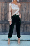 High Waist Plain Velvet Jogger Pants
