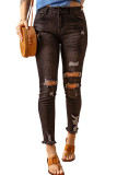 Black High Rise Distressed Skinny Jeans