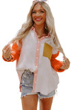 White Colorblock Buttoned Front Casual Shirt