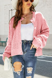 Bubble Crochet Knit Open Button Sweater Cardigans